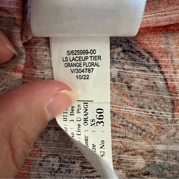 2/$30 Old Navy Tie-Neck Tiered Cotton Mini Floral Swing Dress Orange - Picture 13 of 15